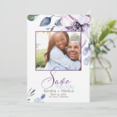 水の色のリンゴの花の日付を保存 招待状 (スタンド正面)