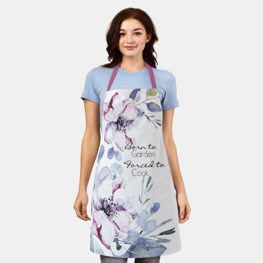 水の色のリンゴ生まれの花と庭のエプロン エプロン (着用した状態)