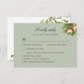 水の色のリンゴ結婚の応答w食事の選択 出欠カード (正面/裏面)