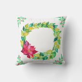 水の色のリースと赤い果実&名前 クッション (裏面)