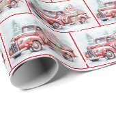 水の色のレトロレッドトラックスノーフレーク ラッピングペーパー (ロールコーナー)