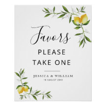 水の色のレモンと緑のフローラ好意サイン