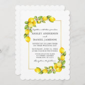水の色のレモンと緑結婚の 招待状 (正面/裏面)