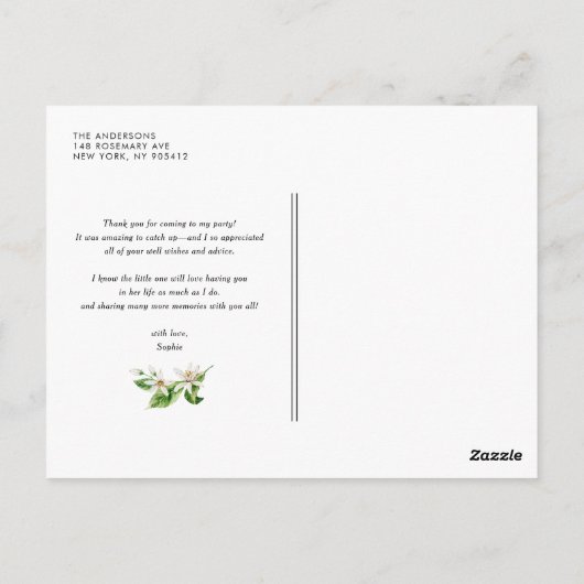 水の色のレモンと花ありがとう ポストカード (裏面)