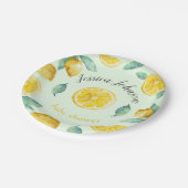 水の色のレモンのカスタマイズ ペーパープレート (アングル)