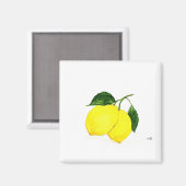 水の色のレモンの果物のキッチンデコのシックな素朴な マグネット (正面/裏面)