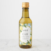 水の色のレモン地中海の日付を保存 ワインラベル (正面)