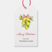 水の色のレモン弓メリークリスマス ギフトタグ (正面)