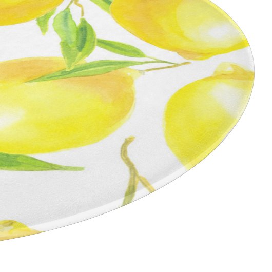 水の色のレモン離れと:パターン。 カッティングボード (角)