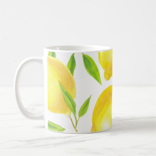 水の色のレモン離れと：パターン。 コーヒーマグカップ (左)