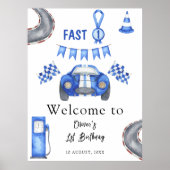 水の色のレースカー最初の誕生日パーティーへようこそ ポスター (正面)