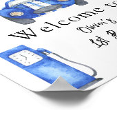 水の色のレースカー最初の誕生日パーティーへようこそ ポスター (角)