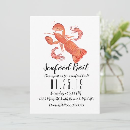 水の色のロブスターパーティー沸騰エビ夕食のAnnoun 案内状 (スタンド正面)