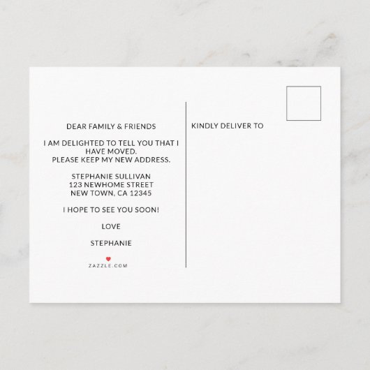 水の色のワイルドフラワーを移動した 案内ポストカード (裏面)