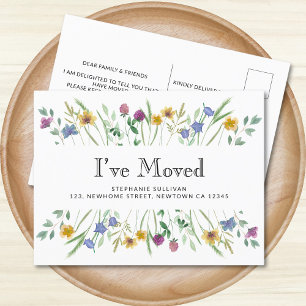 水の色のワイルドフラワーを移動した 案内ポストカード