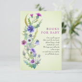水の色のワイルドフラワーブックベビーベビーシャワー エンクロージャーカード (スタンド正面)