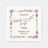 水の色のワイルドフラワー幸いにもパーティー スタンダードカクテルナプキン (正面)