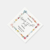 水の色のワイルドフラワー幸いにもパーティー スタンダードカクテルナプキン (角)