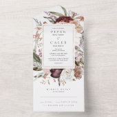 水の色のワイルドフラワー結婚の全てを一つのinvitati オールインワン招待状 (内側)