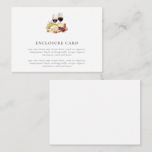 水の色のワインとチーズ結婚のエンクロージャカード エンクロージャーカード (正面/裏面)