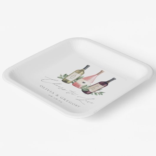 水の色のワイン&植物性応援を愛する ペーパープレート (傾斜あり)