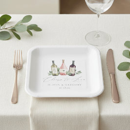 水の色のワイン&植物性応援を愛する ペーパープレート