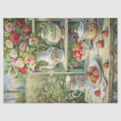 水の色のヴィンテージみすぼらしいシックなティーテーブル赤いバラ 薄葉紙 (正面)