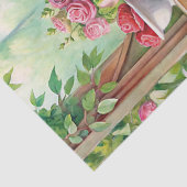 水の色のヴィンテージみすぼらしいシックなティーテーブル赤いバラ 薄葉紙 (詳細)