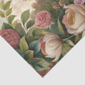 水の色のヴィンテージみすぼらしいシックな孔雀の赤面バラ 薄葉紙 (詳細)