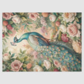 水の色のヴィンテージみすぼらしいシックな孔雀の赤面バラ 薄葉紙 (正面)