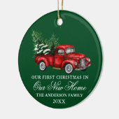 水の色のヴィンテージトラック私たちの新しいホームグリーン セラミックオーナメント (左)