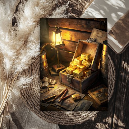 水の色のヴィンテージ胸の金ゴールドバー西部 薄葉紙