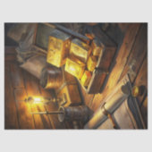 水の色のヴィンテージ胸の金ゴールドバー野生の西 薄葉紙 (正面)