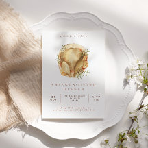 水の色の七面鳥の友情ディナー招待状