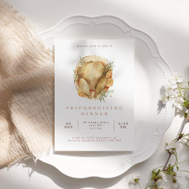 水の色の七面鳥の友情ディナー招待状 招待状