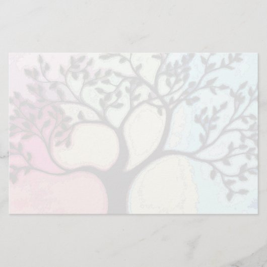 水の色の上のVellumのツリー – デジタル化 便箋 (正面)