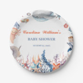 水の色の下の海の赤ちゃんシャワー ペーパープレート (正面)