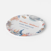 水の色の下の海の赤ちゃんシャワー ペーパープレート (アングル)