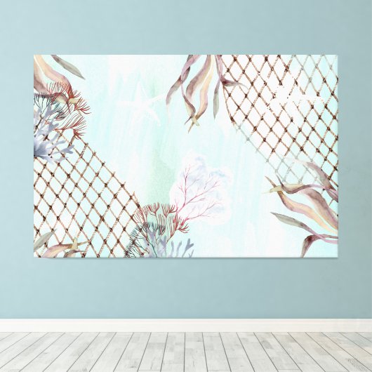 水の色の下の淡い色のターコイズ海 キャンバスプリント (インサイチュ (ウッドフロア))