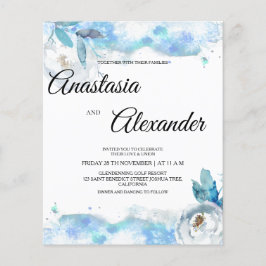 水の色の予算結婚式招待状。フライヤー チラシ