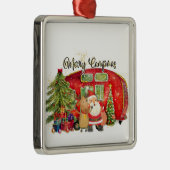 水の色の休日のクリスマスでCAMPGOUND メタルオーナメント (右)