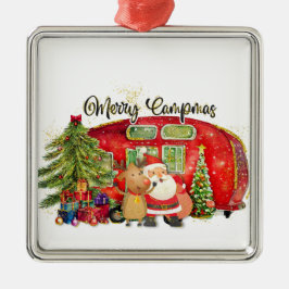 水の色の休日のクリスマスでCAMPGOUND メタルオーナメント