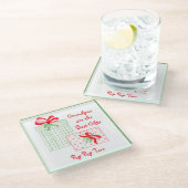 水の色の休日のパーソナライズおじいちゃん ガラスコースター (アングル)