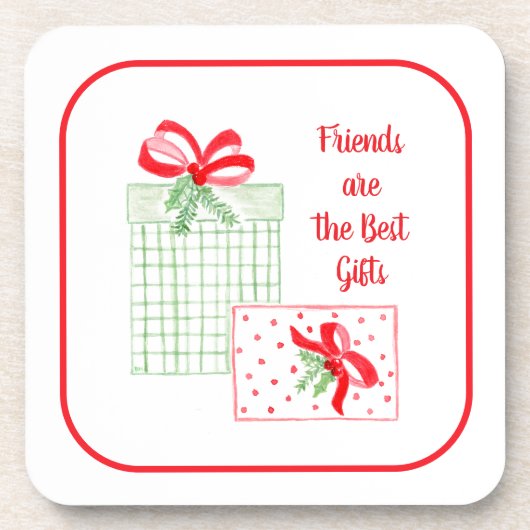 水の色の休日の友人はギフトのコルクバック コースター (正面)