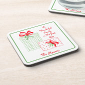 水の色の休日の家族はギフト最高のパーソナライズ コースター (左側)