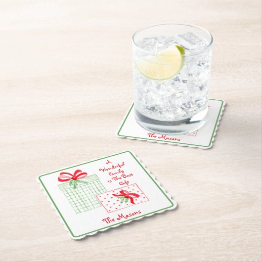 水の色の休日の家族はギフト最高のパーソナライズ ペーパーコースター (インサイチュ)