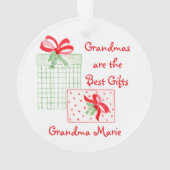 水の色の休日をパーソナライズおばあちゃん オーナメント (裏面)