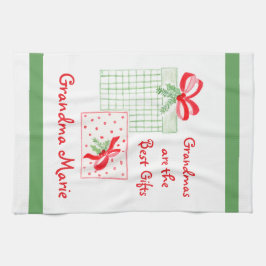 水の色の休日をパーソナライズおばあちゃん キッチンタオル