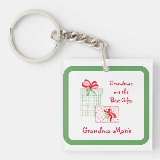 水の色の休日をパーソナライズおばあちゃん キーホルダー (正面)