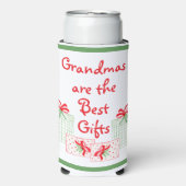 水の色の休日をパーソナライズおばあちゃん スリム缶クーラー (Seltzer正面)